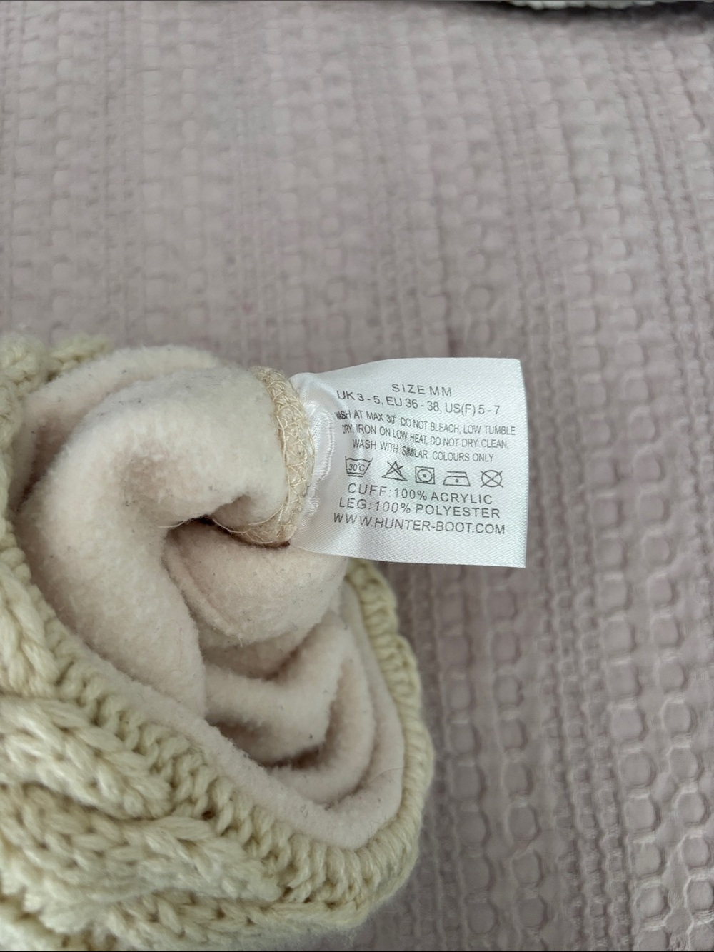 Hunter Cream Knit-Cuff Fleece Boot Liners - Picture 2 of 3
